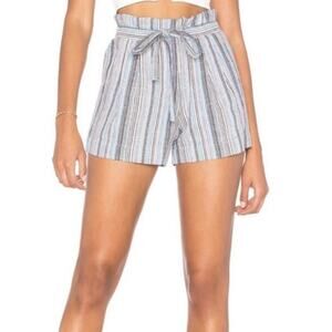 NWT BCBGMaxazria Blue Multi Renee Striped Belted High Waist Paper Bag Shorts S